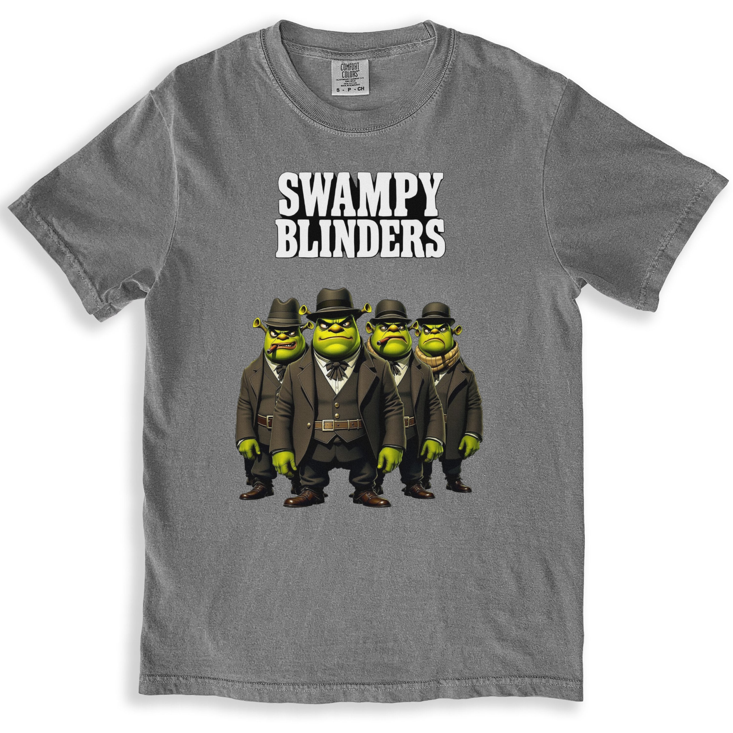 Swampy Blinders themed graphic t-shirt product