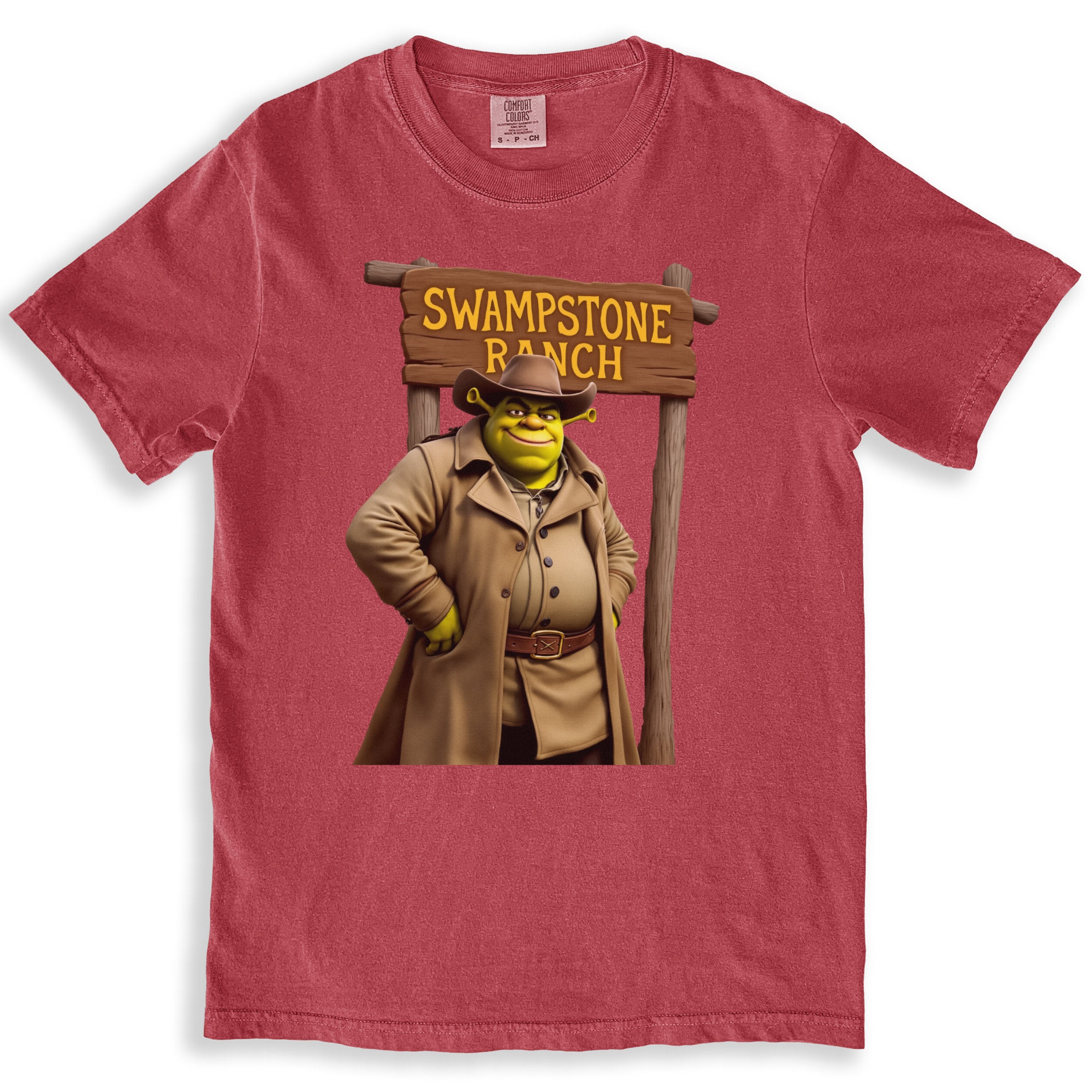 Swampstone Ranch Shrek Cowboy Style Graphic Design T-Shirts