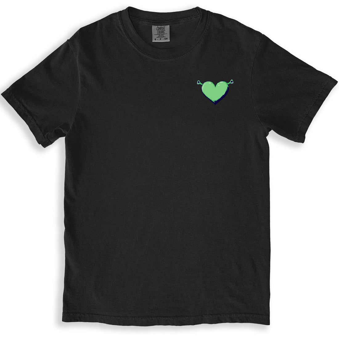 Dark Grey T-Shirt with Green Heart Print on Chest product type