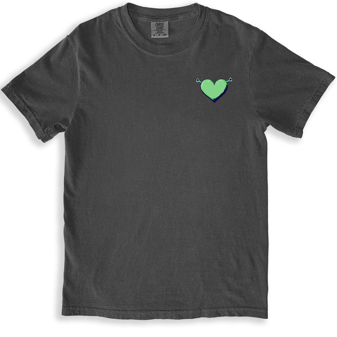Dark Grey T-Shirt with Green Heart Print on Chest product type