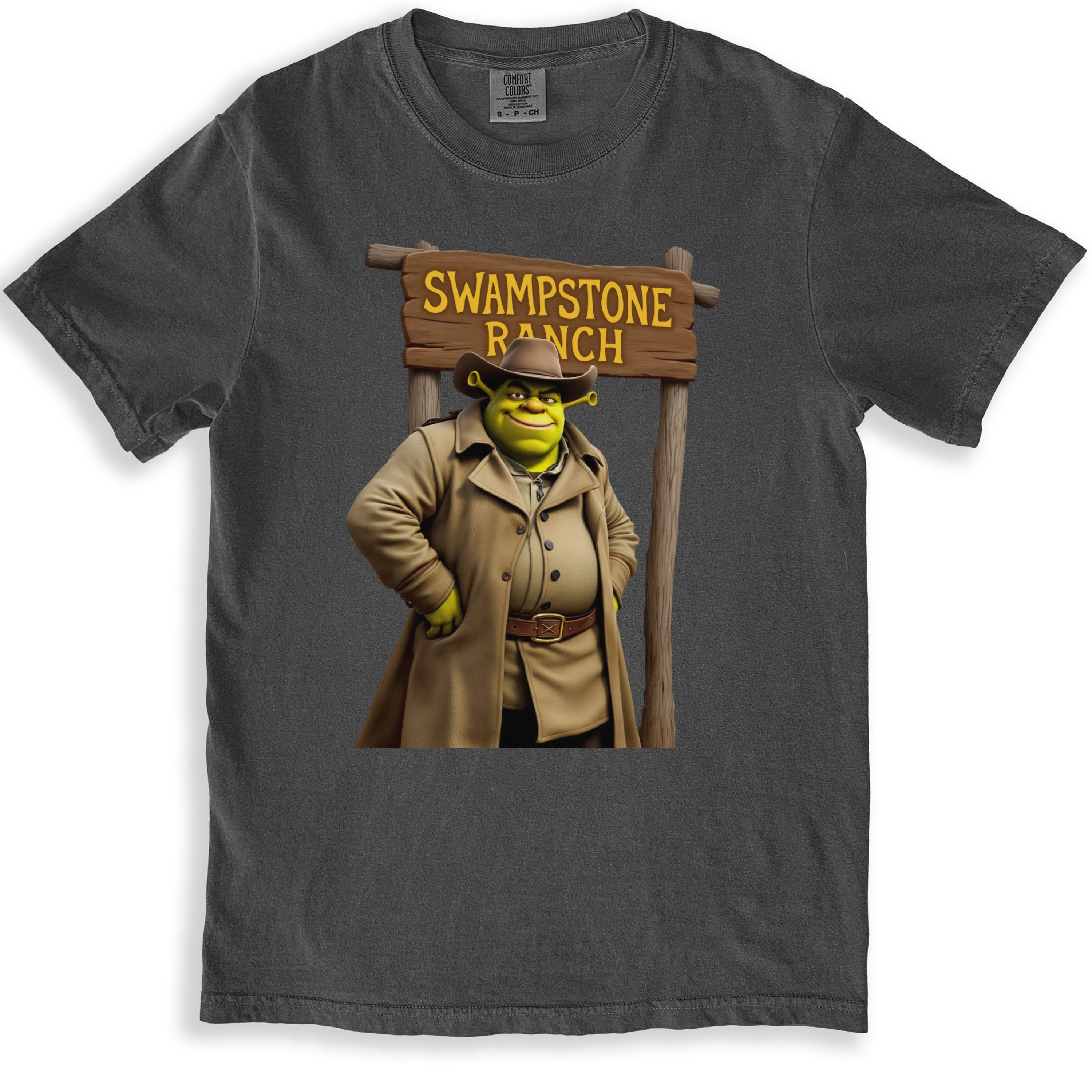 Swampstone Ranch Graphic Cowboy Shrek T-Shirt product