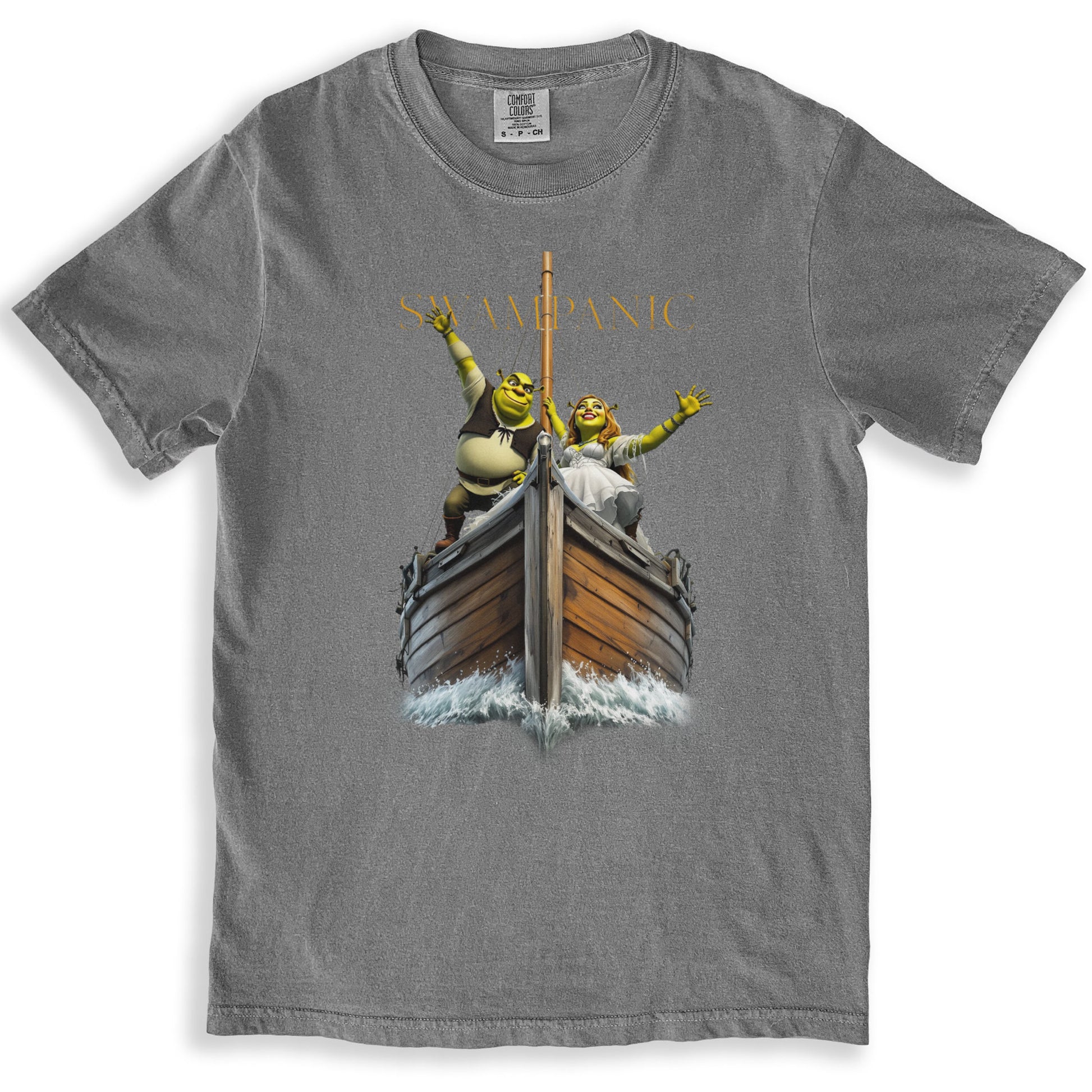 Shrek and Fiona on Boat Graphic Grey T-Shirt product