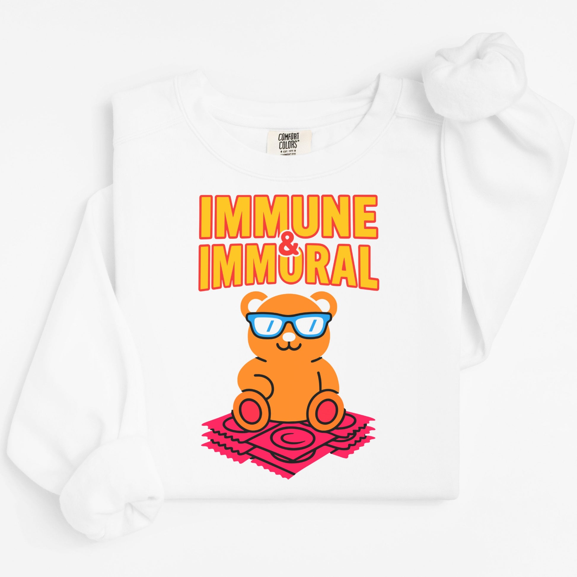 Immune and Immoral Bear Graphic White Apparel product