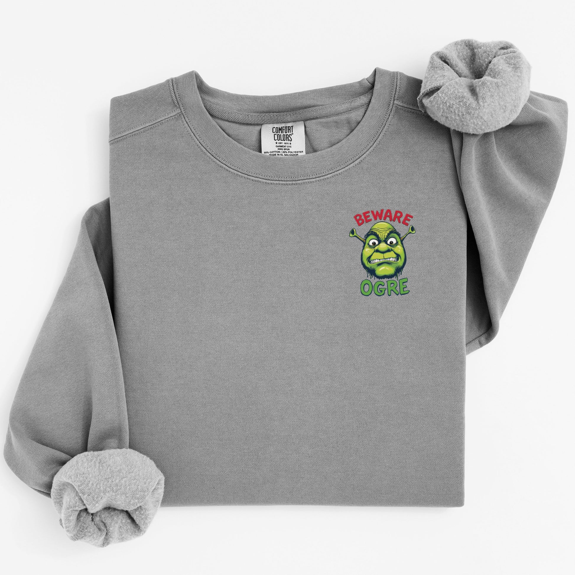 Beware Ogre Embroidered Crewneck Slogan Sweatshirt product type