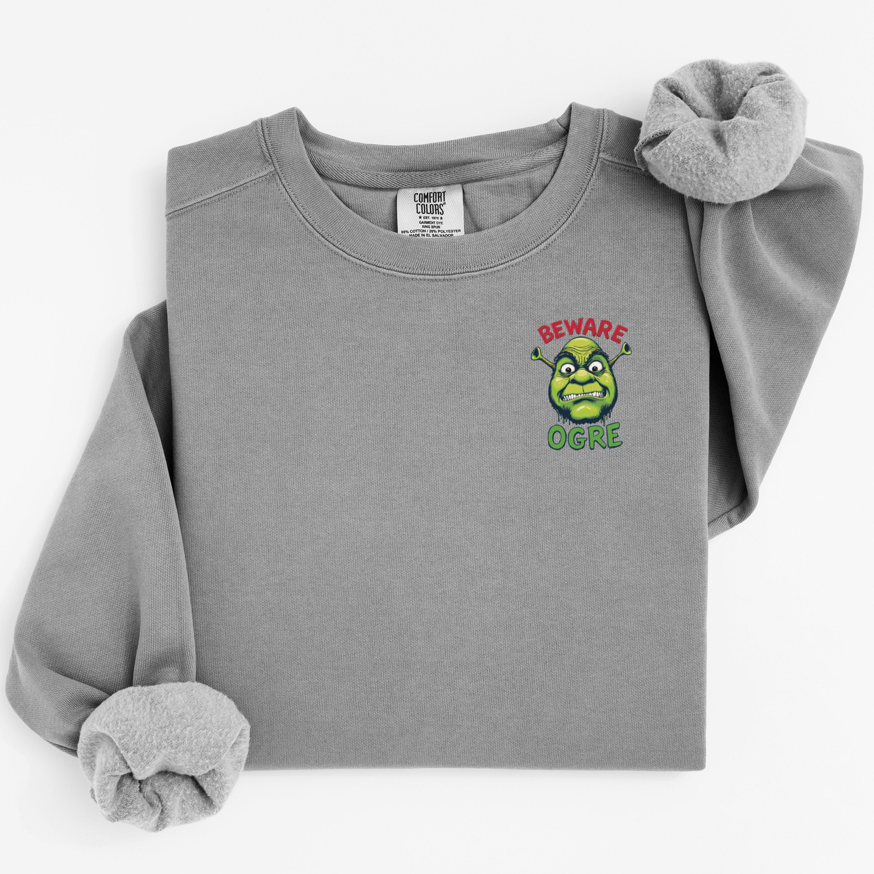 Beware Ogre Embroidered Crewneck Slogan Sweatshirt product type