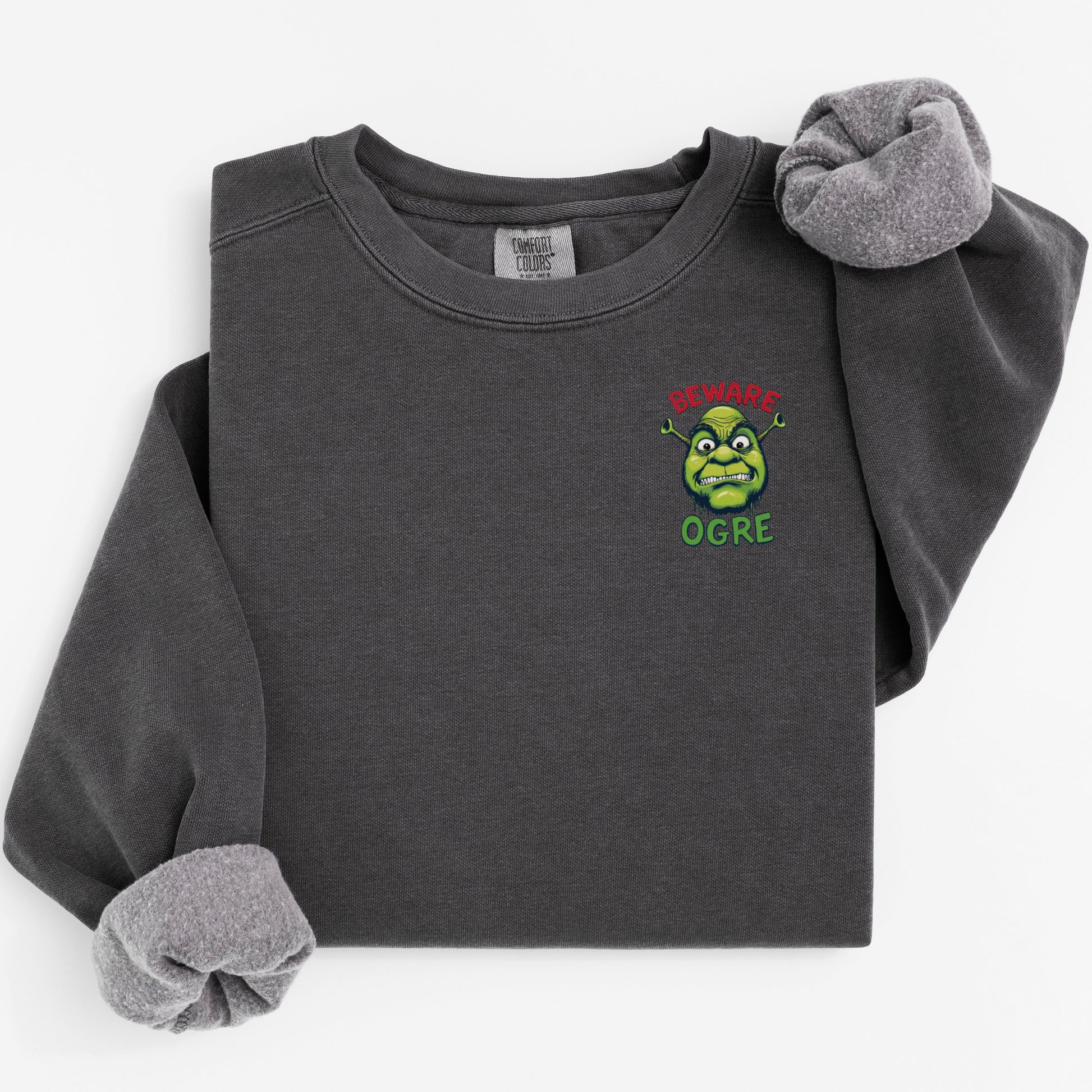 Beware Ogre Graphic Design on Solid Dark Sweatshirt product type