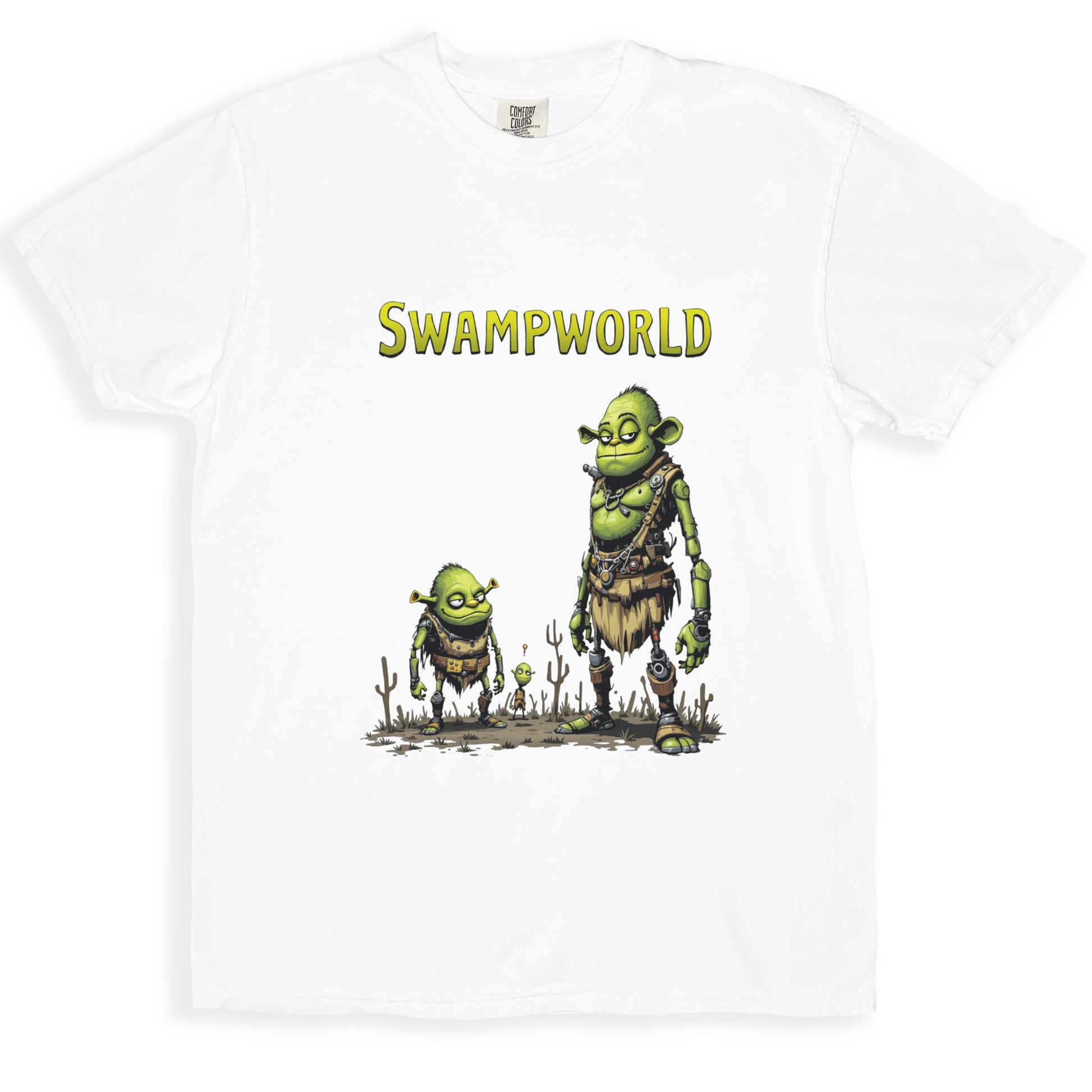 Swampworld graphic tee with cartoon ogres product type