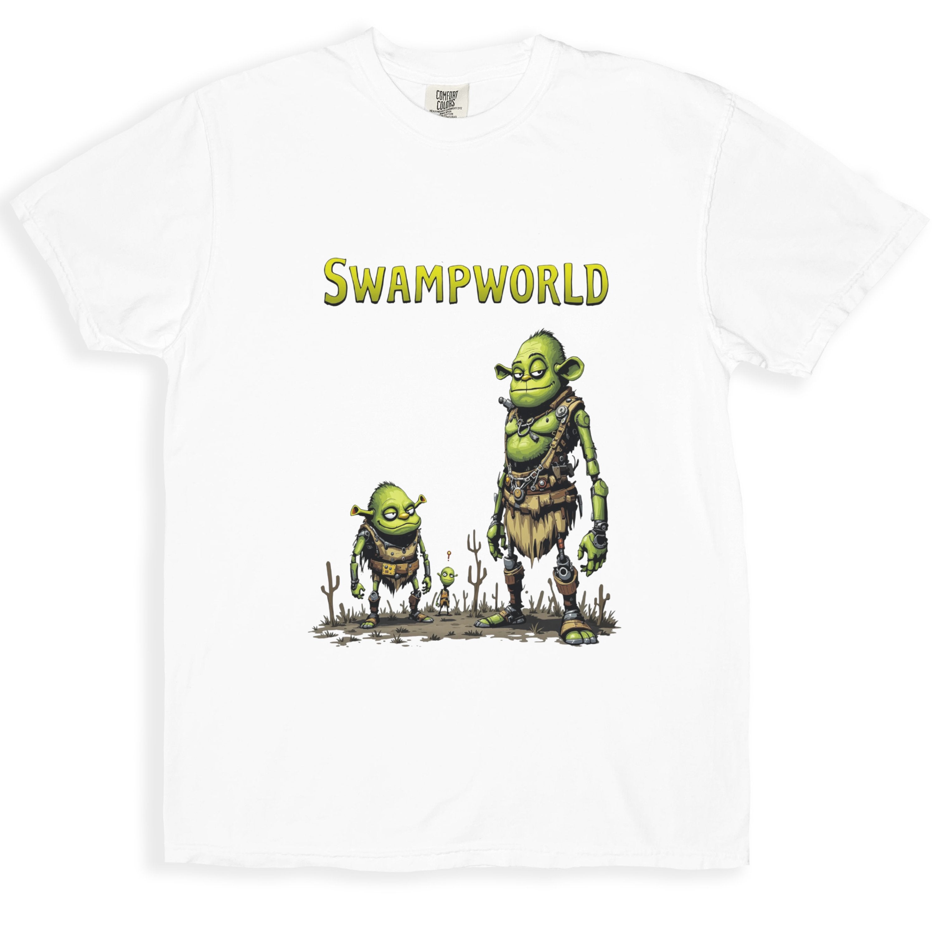 Swampworld graphic tee with cartoon ogres product type