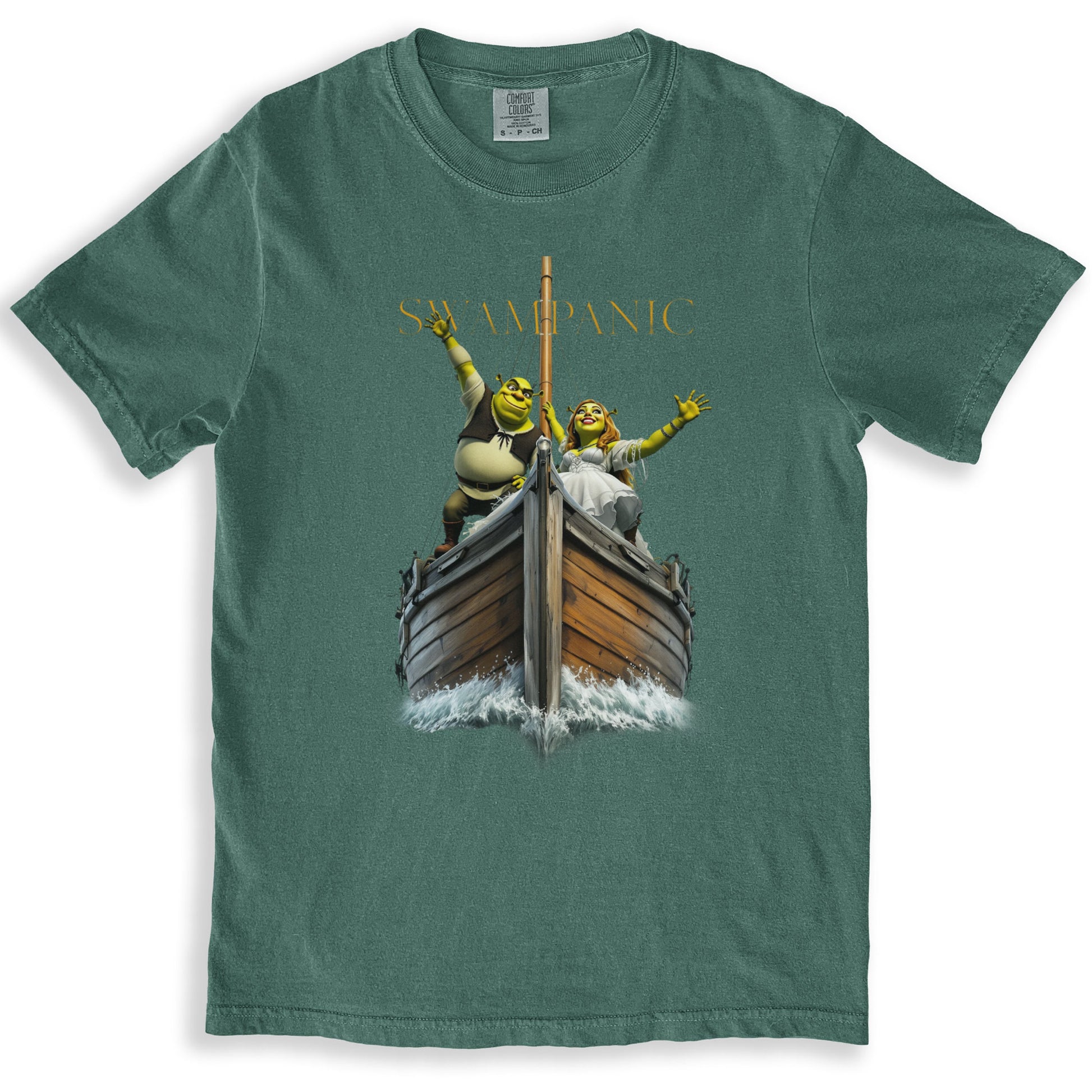 Shrek and Fiona Swampanic Green Graphic Tee product