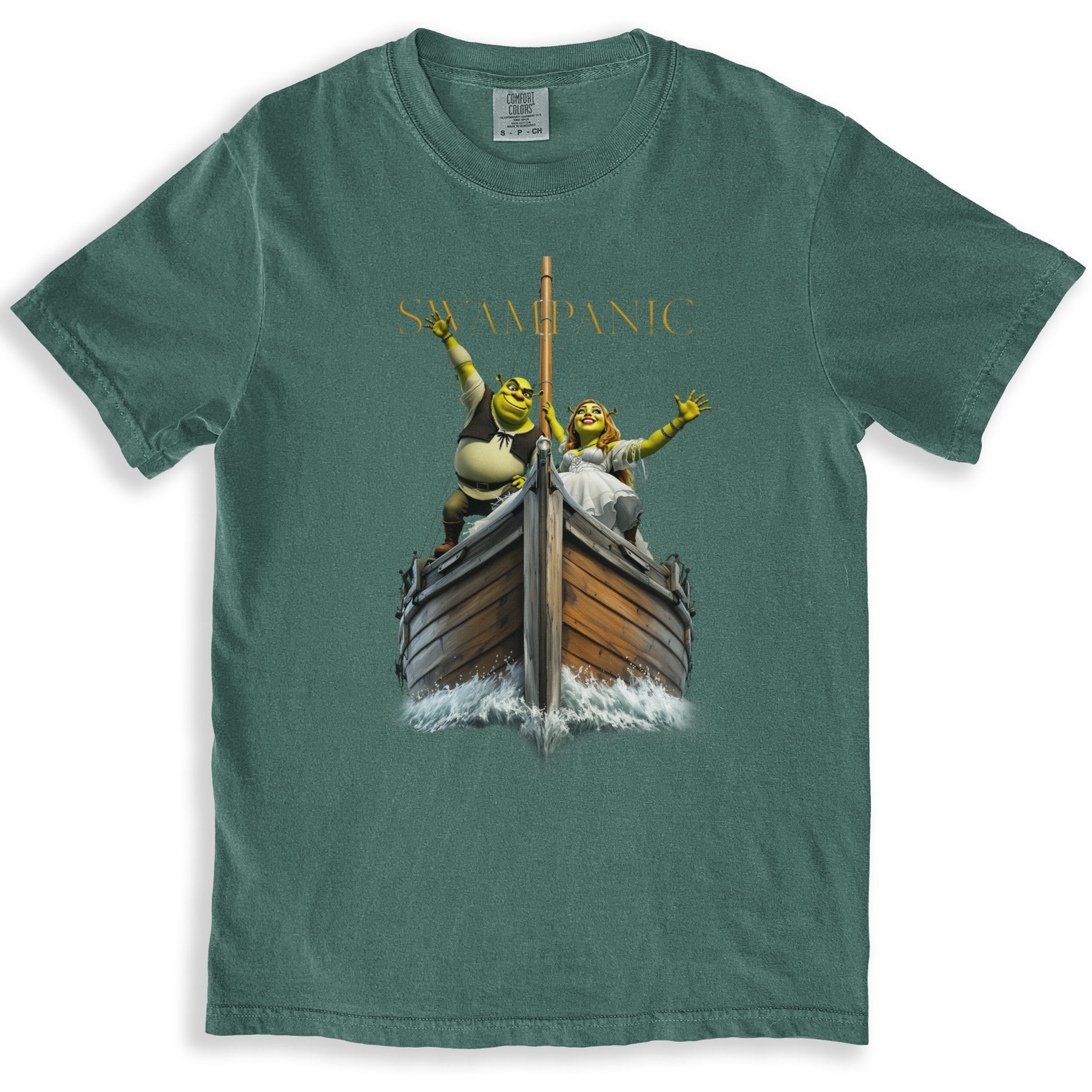 Shrek and Fiona Swampanic Green Graphic Tee product