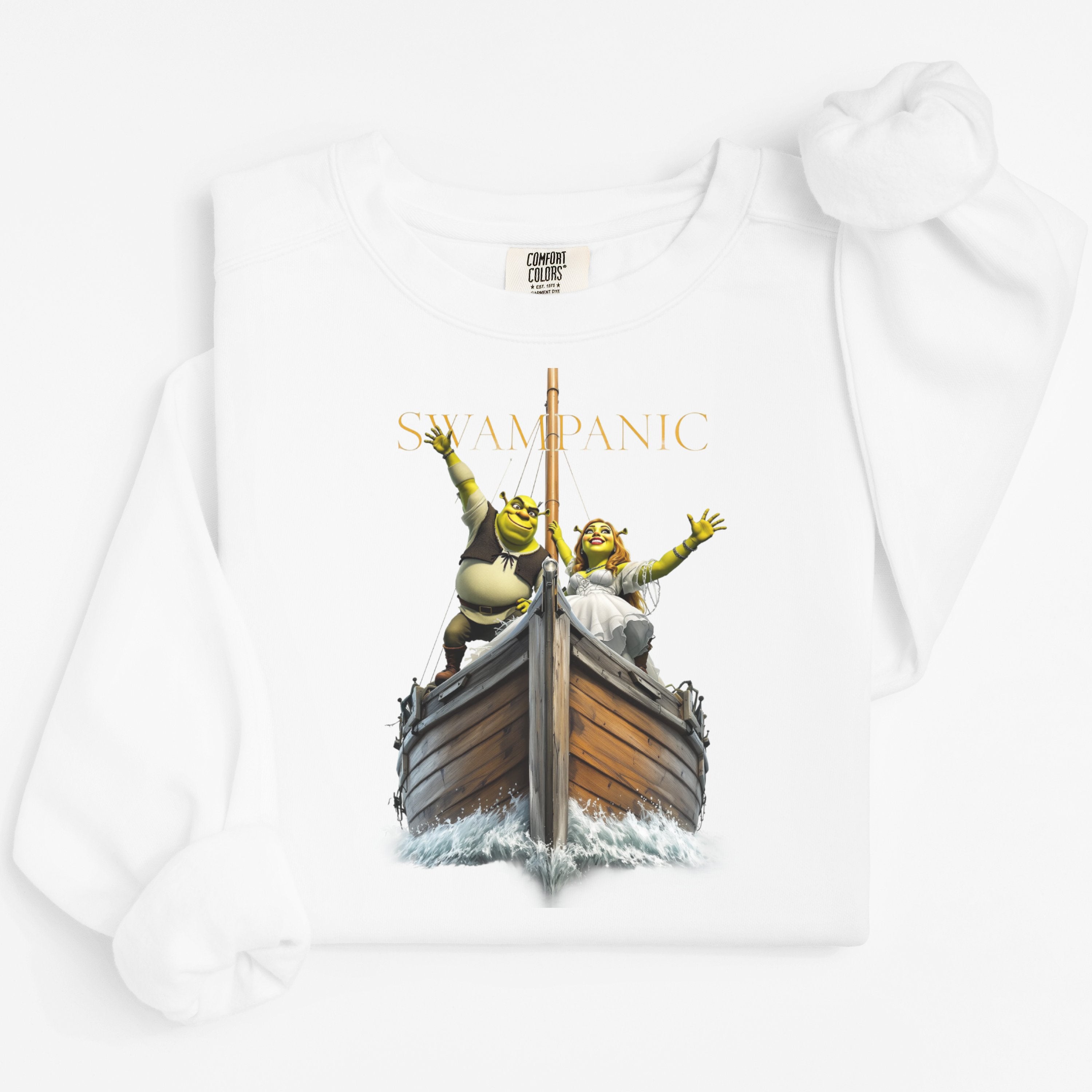 Shrek and Donkey Swampanic themed crewneck product type
