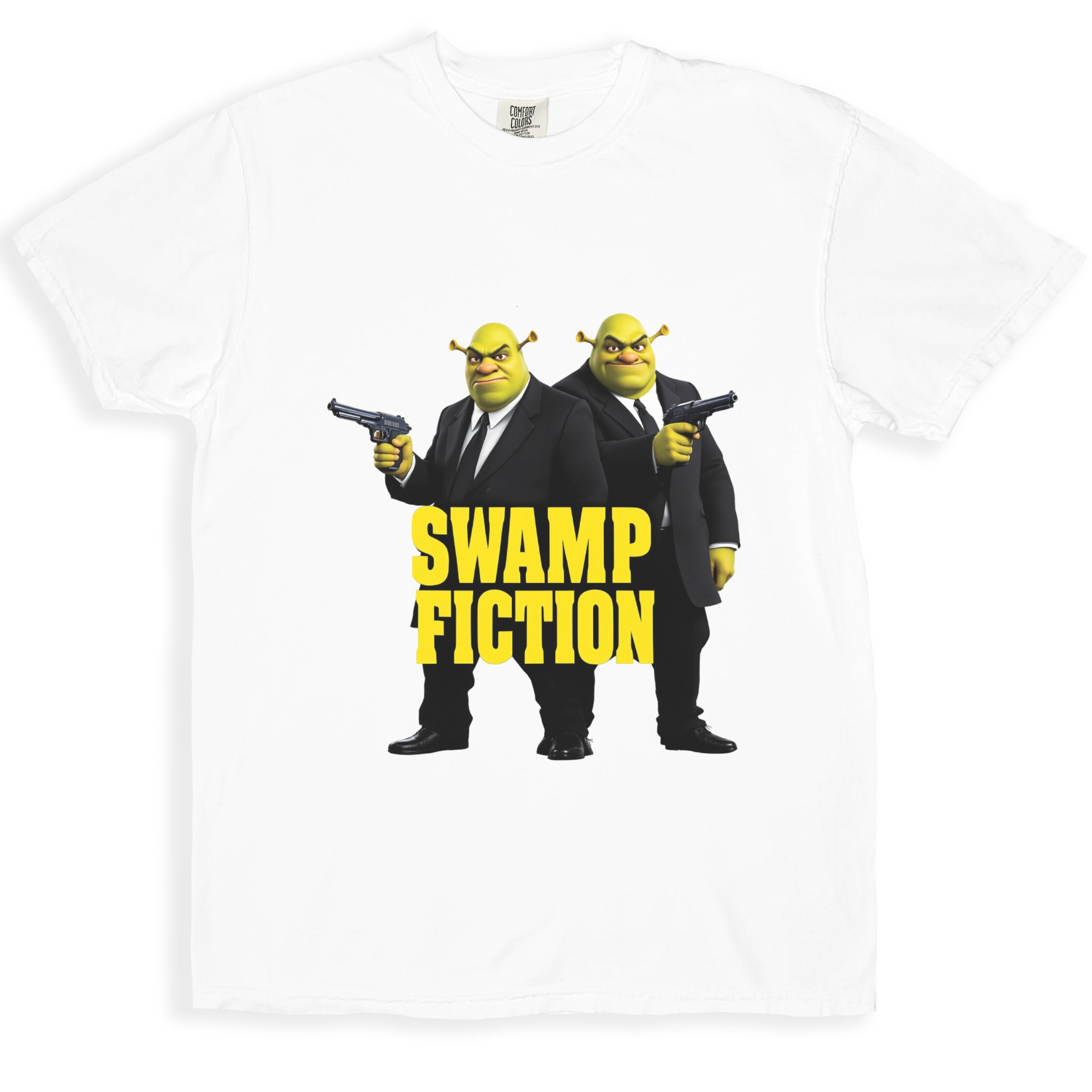 Hilarious Swamp Fiction Graphic Tee Shirt Fun Product Type