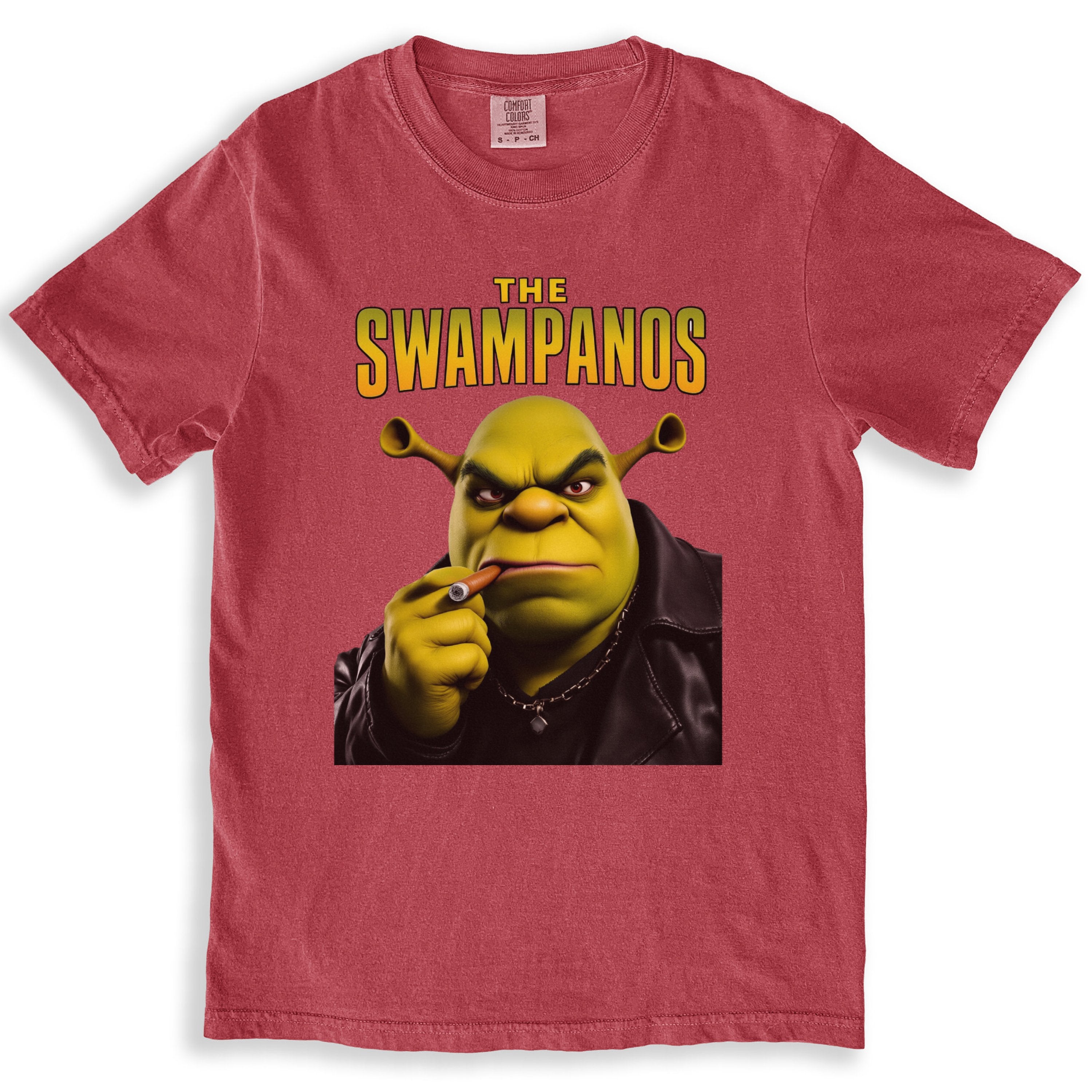 The Swampanos Shrek Parody Smoking Leather Jacket T-Shirts