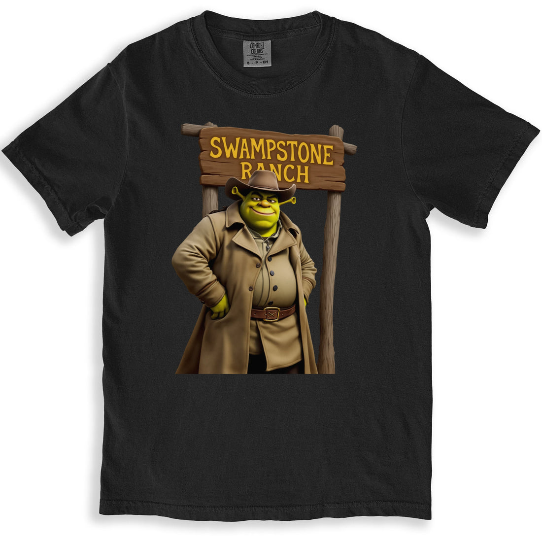 Swampstone Ranch Graphic Cowboy Shrek T-Shirt product