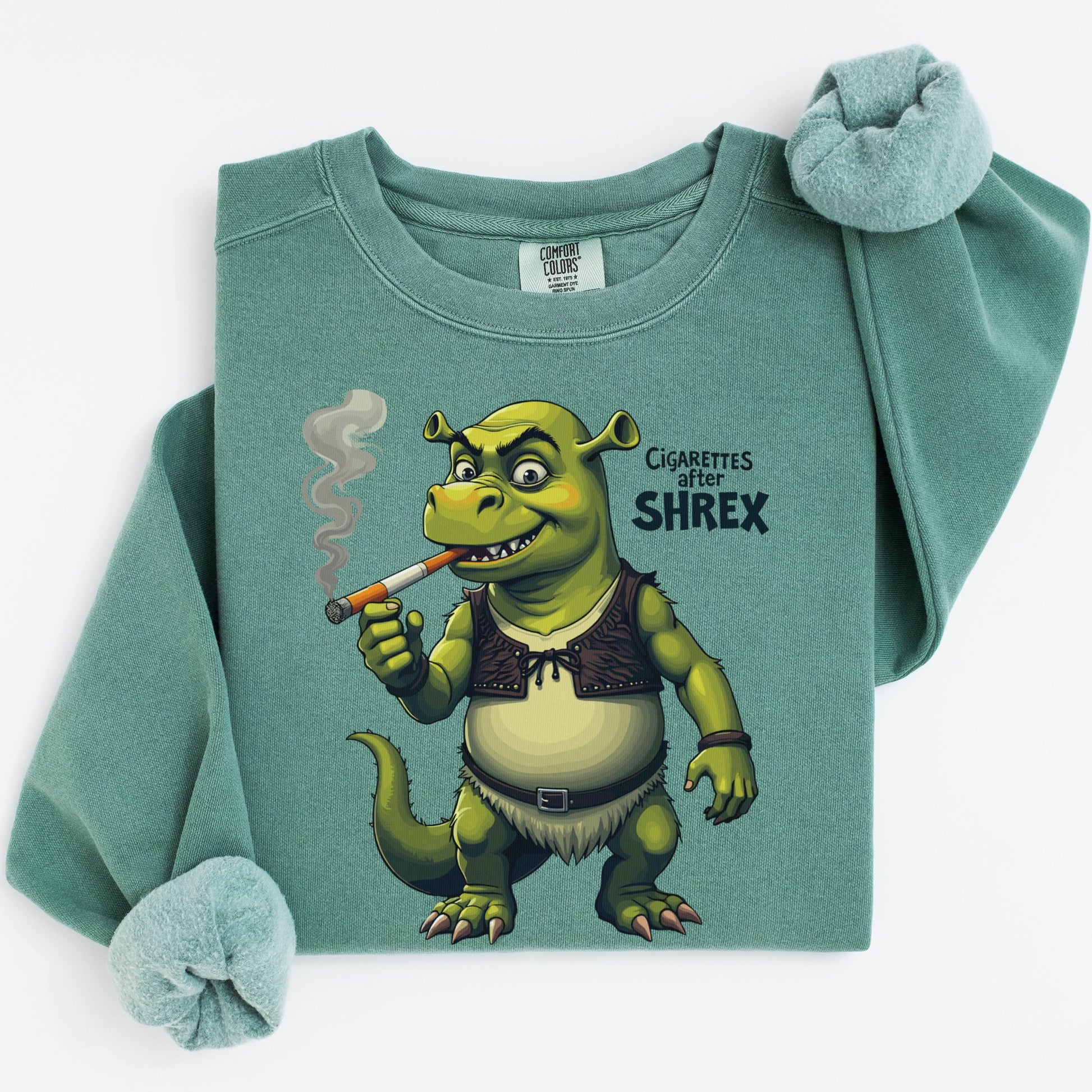 Cigarettes After Shrex Funny Smoking Green Sweatshirt product type