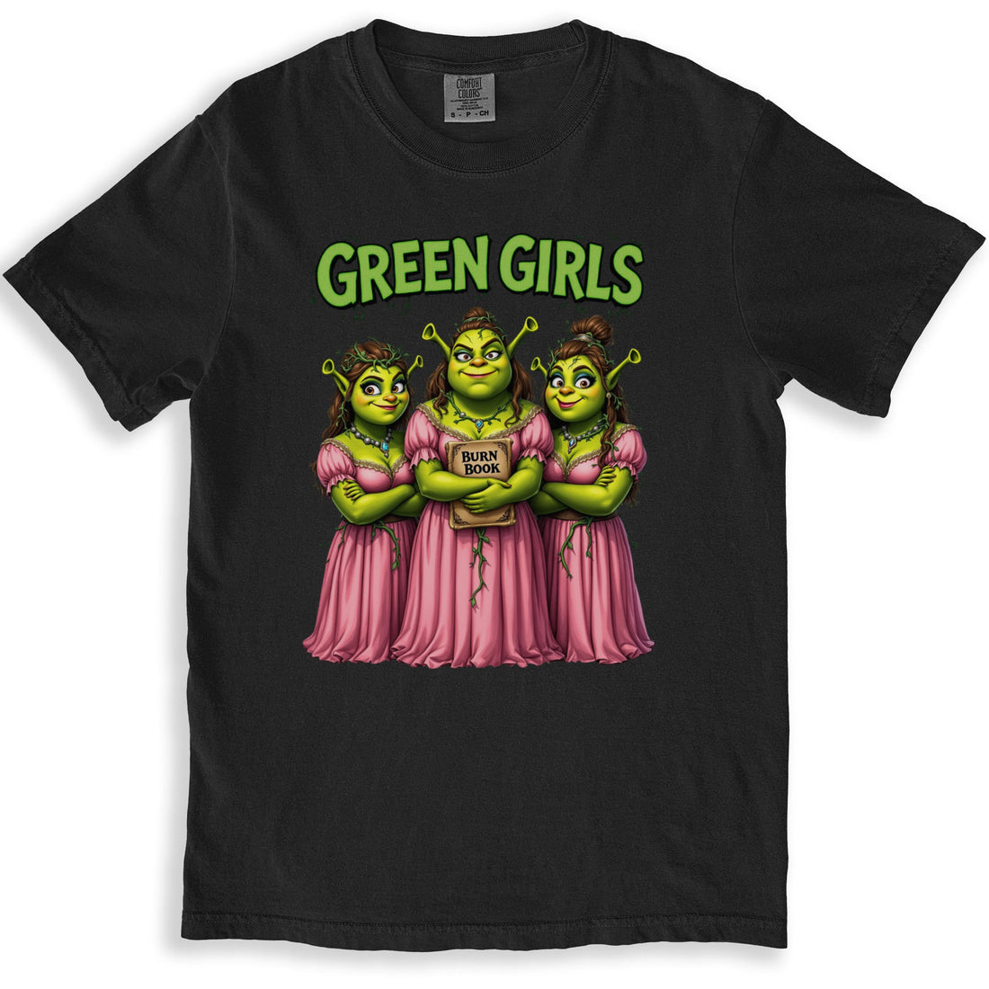 Funny Green Girls Cartoon Graphic T-Shirt product